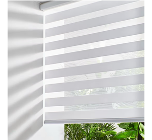 lot 1348 image: 2 pack Persilux Cordless Zebra Blinds for Windows, Roller Shades for Windows (34.5 W x 64 H, White) Dual Layer Fabric for Day and Night,Room Darkening Shades for Home, Office, Bedroom and Living Room