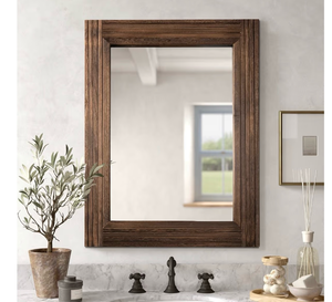 lot 1357 image: Hand-Made Wooden Spliced Wall Mirror for Bathroom