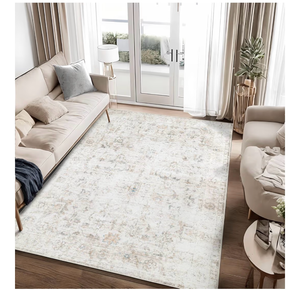 lot 1359 image: Washable 8�10 Area Rug for Living Room, Vintage Floral Rug Soft Non Slip Stain Resistant Boho Carpet for Bedroom Dinning Room Home Office Beige