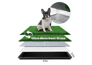 lot 1362 image: Dog Grass Pad with Tray Medium 31���21��, Dog Litter Box with Odor Free Artificial Grass Pee Pads for Dogs Potty Tray with Hemmed Edge, Realistic for Indoor Balcony