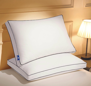 lot 1365 image: Feather Down Pillows Queen Size Set of 2 with Gusset, Luxury Hotel Collection Bed Pillow 2 Pack, Down Surrounded Gusseted Pillows for Sleeping, Soft Fluffy for Side, Back Sleepers 20x282 in.