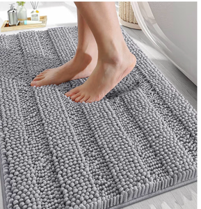 lot 1367 image: OLANLY Thick Bathroom Rugs 30x20, Extra Soft Absorbent Chenille Striped Bath Rugs, Rubber Backing, Machine Wash Dry, Bath Mats for Bathroom Floor, Tub and Shower, Home Decor Accessories, Grey