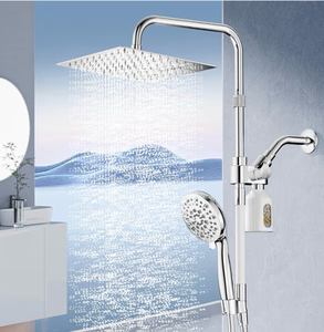 lot 1370 image: 10 Filtered Rain Shower Head with Handheld Spray Combo, High Pressure Shower Head and Handle Set with Filter, Dual Shower Head with Extra Long Hose and Adjustable Extension Arm (Chrome)