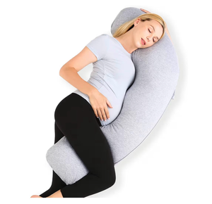 lot 1371 image: Momcozy Pregnancy Pillows for Side Sleeping, J Shaped Maternity Body Pillow for Pregnancy, Soft Pregnancy Pillow with Jersey Cover for Head Neck Belly Support, Grey