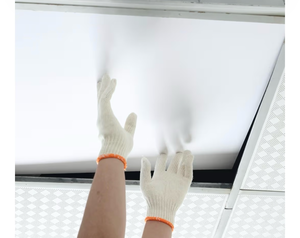 lot 1373 image: 12-Pack White Ceiling Panel 2ft x 2ft (24in x 24in), Waterproof and Fireproof PVC Smooth Drop Ceiling Tile