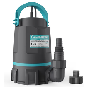 lot 1376 image: Aquastrong Sump Pump 1 HP 4500 GPH Submersible Water Pump Thermoplastic Portable Utility Pump High Flow Water Removal for Swimming Pool Garden Pond Basement Window Wells with 10ft Long Power Cord