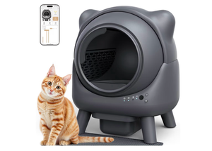 lot 1388 image: Self Cleaning Litter Box, Automatic Litter Box, FEELNEEDY Odor Control Robot, Cat Ears Design, 65L APP Real-Time Monitor, Cat Litter-Boxs for Multiple Cats, Safety Sensors, with 1 Trash Bag (used)