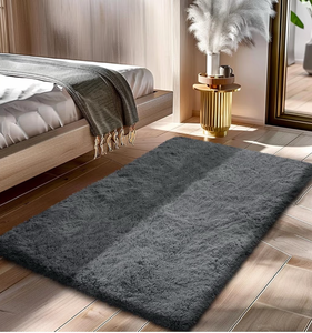 lot 1413 image: Fluffy Rug Shaggy Area Rug, Dark Grey 3x6ft Area Rugs for Bedroom, Small Bedside Rug, Soft Fluffy Shaggy Entryway Throw Rugs for Living Room Bedroom Kids Room Home Decor