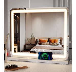 lot 1418 image: ZL ZELing Vanity Mirror with Lights, 23 Inch Large Makeup Mirror with LED Lights, Smart Touch Dimmable 3-Color Light, Memory Function, USB Charging Port, and Magnifying Glass