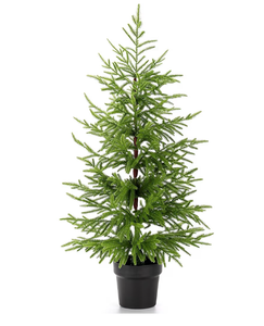 lot 1437 image: 3ft Norfolk Pine Tree Artificial Potted Green Christmas Tree for Tabletop Front Porch Christmas Indoor Outdoor Decor (Green (3FT))