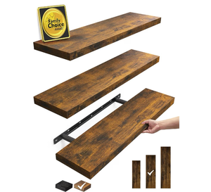 lot 1438 image: loating Shelves for Wall, 22.5 Inch Rustic Wood Wall Mounted Shelving for Bathroom, Bedroom, Living Room, Kitchen & Book, Hanging Display Decor Shelf with 22 lb