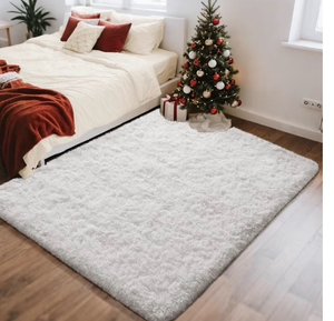 lot 1441 image: Ophanie White Rugs for Bedroom Fluffy, 4x6 Nursery Soft Fuzzy Shag Plush Shaggy Bedside Area Rug, Living Room Carpet for Girls Kids Baby Teen Dorm Home Decor Aesthetic