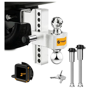 lot 1446 image: Adjustable Trailer Hitch, Drop Hitch, Tow Hitch Fits 2-inch Receiver, 8-inch Drop, 2 and 2-516 inch Balls, 12,500 LB,Solid Tube Hitch with Anti-Theft Pin,