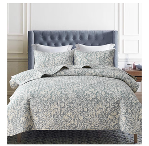 lot 1462 image: DURLENGEN Botanical Quilt Set California King Size 3Pcs,Bluish Grey Printed with Beige Leaves Pattern,All Season Reversible Lightweight Bedspread & Coverlet (California King 112x104, Beige Botanical)