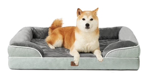 lot 1465 image: EHEYCIGA Orthopedic Dog Beds for Large Dogs, Waterproof Memory Foam Large Pet Bed with Sides, Non-Slip Bottom and Egg-Crate Foam Dog Couch Bed with Washable Removable Cover, Greyish Green