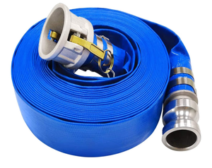 lot 1468 image: 3 x 100 Blue PVC Backwash Hose for Swimming Pools, Heavy Duty Discharge Hose Reinforced Pool Drain Hose with Aluminum Camlock C and E Fittings