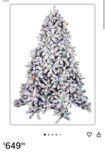 lot 1489 image: 35769347 7.5 ft. Pre-Lit Full Flocked Glacier Pine Artificial Christmas Tree - Multi Color LED