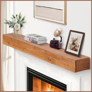 lot 141818 image: Retails for $150 G GOOD GAIN Fireplace Mantel 60 inch - Handcrafted Rustic Solid Wood Mantel l Floating Shelves Decor for Wall, Bedroom, TV, Books, Livingroom.Rustic 60x8x5