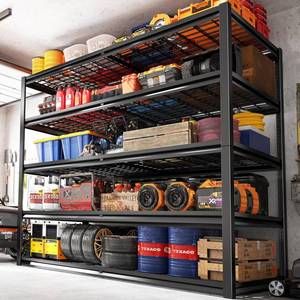 lot 141830 image: Retails for $210 REIBII 78 H Garage Shelving, 5 Tier Storage Shelves Heavy Duty, 3000LBS Industrial Shelf, Adjustable Metal Shelving for Garage, Warehouse, School, Commercial, Business, 55.2 W x 78 H x 26 D