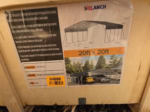 lot 64570 image: Solanch 20x20ft Steel Carport Canopy