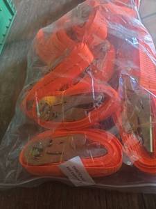 lot 64596 image: Orange Cargo Straps with Metal Buckle - Bulk Pack of 10
