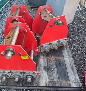 lot 64694 image: Set of 3 Industrial Red Metal Trollys