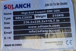 lot 64749 image: (Box damaged)SD Lanch 20ft x 20ft High-End Carport