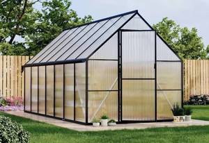 lot 64584 image: 8 x 16 Aluminum Frame Polycarbonate Greenhouse Kit