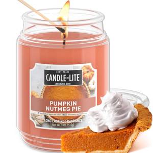 lot 1224 image: Candle-lite Halloween Scented Candles, Pumpkin Nutmeg Pie, 18 oz Jar, Proudly Poured in The USA, Aromatherapy Candle, Single-Wick with 110 Hours of Burn Time, Perfect for Creating an Inviting Ambiance