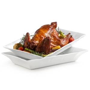 lot 1229 image: YHOSSEUN Turkey Platters for entertaining Serving Bowls Set of 2, Ceramic Serving Dishes for Thanksgiving, White Serving Platter for Turkey, Rectangular Baking Dishes and Roasting Pan