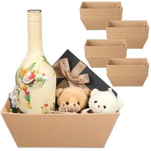 lot 1236 image: Potchen 12 Pcs Baskets for Gifts Empty Bulk 9.8 x 6.5 x 3.5 Kraft Gifts Baskets with Handle DIY Christmas Xmas Thankful Market Trays for Birthday Wedding Anniversary Display