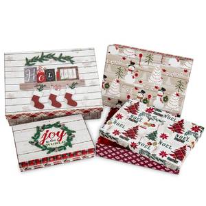 lot 1250 image: Christmas Gift Boxes with Lids for Presents Set of 4 Gift Boxes Bulk White in Assorted Designs Wrapping Robe Boxes Large White Red and Green Xmas Gift Boxes for Christmas Birthdays Wedding Wrap Gifts
