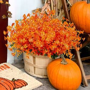 lot 1265 image: Der Rose 24 Bundles Artificial Mums Fall Flowers for Outdoor Fake Mums Flowers Plants Fall Decoration for Home Garden Porch Farmhouse Decor