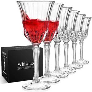 lot 1277 image: Whisquor Wine Glasses Set of 6, Lead-free Crystal Wine Glasses, Vintage Red Wine Glassware for Daily Use, Hosting Guests, Gifts for Wedding
