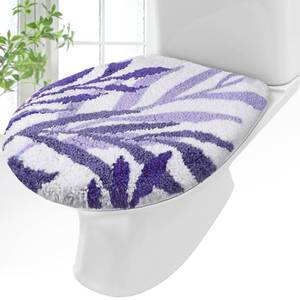 lot 2057 image: Mindsoft Purple Leaves Toilet Seat Covers Bathroom Toilet Lid Cover Soft Microfiber 17.5 x 15 Plush Tufted, Machine Washable, Adjustable Rubber Backing Fits Most Round Elongated Oblong Lids