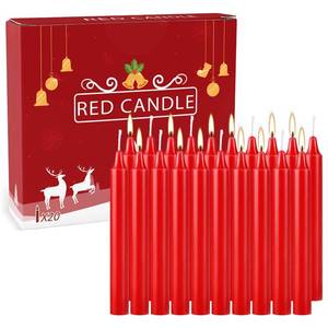 lot 2077 image: 20PCS 4-inch Red Taper Candles for Decorative Use - Perfect for Christmas Events and Celebrations