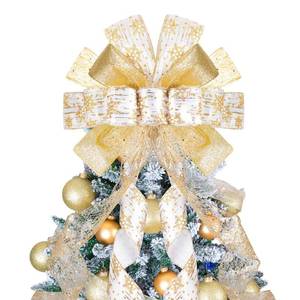 lot 2080 image: HOMEBROS Christmas Tree Topper Bow, 52 Inch Large Tree Topper Bow with Streamers for Holiday Indoor Outdoor Decorations, Gold, 1 Pcs