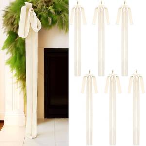 lot 2098 image: Janinka 6 Pcs Beige Velvet Christmas Swag Bow 31.5 x 23.6 inch Large Neutral Cream Christmas Ornament Vintage Rustic Velvet Staircase Wreath Bows Xmas Tree Topper Bows Large Bow for Outdoor