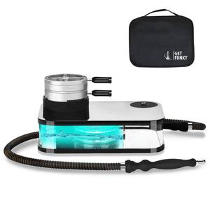 lot 2101 image: Hookah, Get Funky Book Style Hookah Set Shisha Kit with Heat Management Device, Silicone Hookah Bowl & Hose, Led Light & Remote - Silver Coal Holder