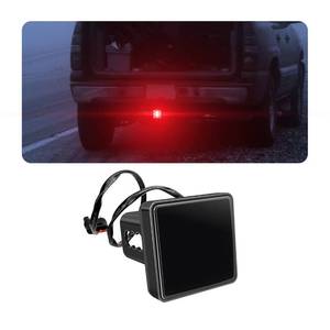 lot 2102 image: AICEL 15 LED Red Lens Brake Light Trailer Hitch Cover, Universal Fit 2 Receiver, Super Bright Smoked Lens Square Tail Light, Car Exterior Accessories for Towing Truck SUV RV (Smoked Lens Red Light)