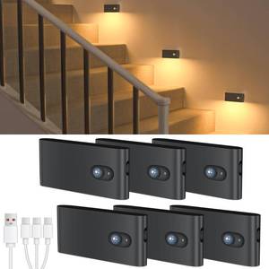 lot 2103 image: WILLED Rechargeable Night Light, Wireless Stair Lights Indoor, Warm White Motion Sensor Light Indoor, Stick-Anywhere, Battery Powered Night Light for Hallway, Stairway, Bathroom, Bedroom, 6 Pack