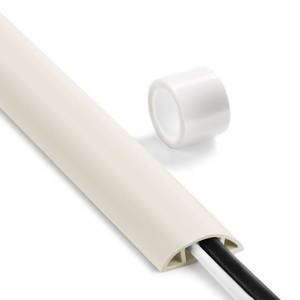 lot 2106 image: Floor Cable Cover 3ft Beige, LZEOY Cord Covers for Wires on Floor, Cord Hider Floor Cable Management, Extension Cord Floor Cover Low Profile, Floor Cord Cover for OfficeCarpetFloor