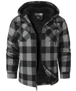 lot 2116 image: ZITY Mens Flannel Hooded Jacket Fleece Sherpa Lined Plaid Shirts Jackets Zip Up Sweatshirt Hoodies for Men with 4 Pockets Grey XX-Large