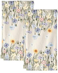 lot 2122 image: Miss Adola Flour Sack Kitchen Towels - Set of 2 Spring Dish Towels with Hanging Loop 18x26 Inch Absorbent Reusable Cotton Cloths for Cleaning Cute Design Home Decorative Housewarming, Colorful Flower