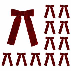 lot 2133 image: Meseey 12 Pcs Burgundy Velvet Bows with Twist Tie 3.5 Inch Pre-Tied Vintage Christmas Velvet Ribbon Bows for Treat Bags Gift Wrapping Basket Wedding Baby Shower Brithday Party