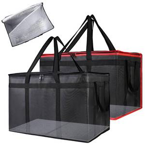 lot 2134 image: Bodaon Insulated Food Delivery Bag with Removable Hard Bottom, XXX-Large Catering Supplies Bags for Pizza Delivery Drivers, Cooler Bag, Hot Food Warmer Container, Insulated Grocery Bags (2-Pack)