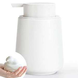 lot 2142 image: YMXYJM Foam Hand Soap Dispenser - Refillable 12 oz Bathroom Foaming Hand Wash Soap Dispenser with Easy to Press Hand Pump, Dish Liquid Dispenser for Kitchen, Resin, Non-Plastic, Pure White