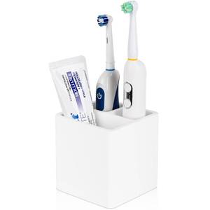 lot 2151 image: Diatomite Toothbrush Holders for Bathrooms, Electric Toothbrush and Toothpaste Holder 3 Slots Tooth Brush Organizer for Bathroom Countertop, Shower, Vanity - White