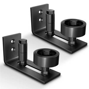 lot 2167 image: EaseLife 2 Pack Barn Door Floor Guide,8 Assemble Setup Options,Wall Mount System,Adjustable Stay Roller,Flush Flat Bottom Design,Black