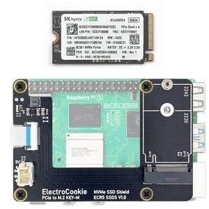lot 2206 image: ElectroCookie M.2 NVMe SSD Kit for Raspberry Pi 5 �� Includes PCIe M.2 HAT and 256GB SSD Drive